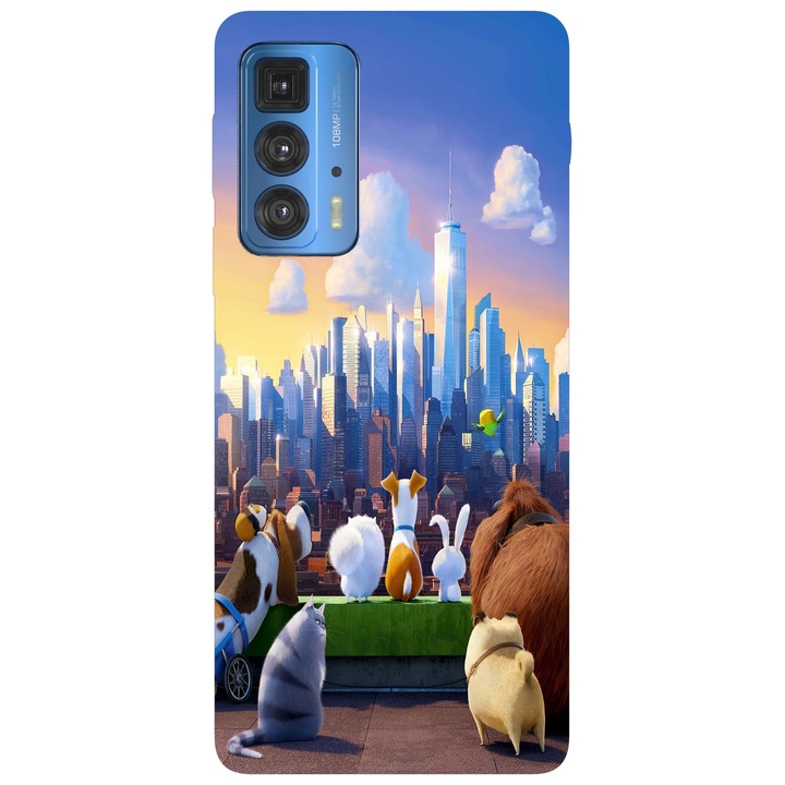 Калъф за телефон, съвместим с Motorola Edge 50 Fusion, Viceversa, модел The secret life of pets city view, Силикон, TPU