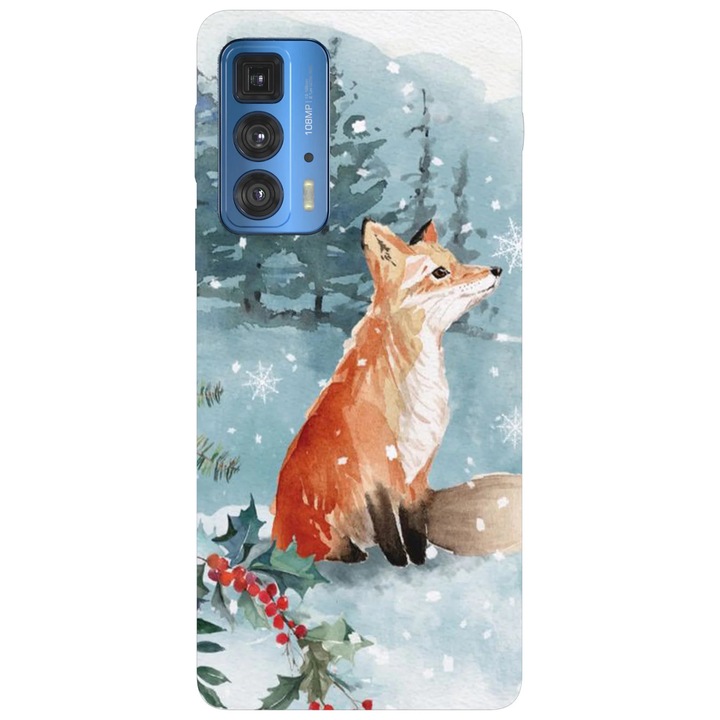 Калъф за телефон, съвместим с Motorola Edge 50 Fusion, Viceversa, модел Winter fox, силикон, TPU