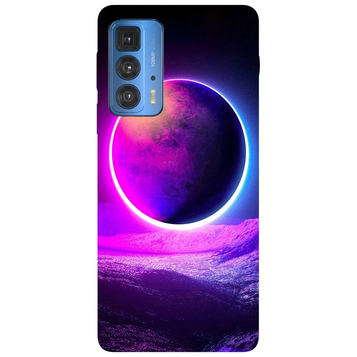 Husa telefon compatibila cu Motorola Edge 50 Fusion, Viceversa, model Neon Planet, Silicon, TPU