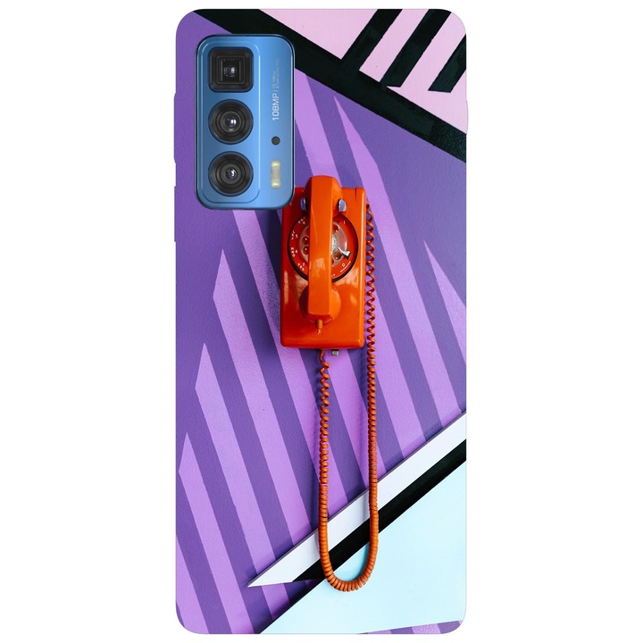 Калъф за телефон, съвместим с Motorola Edge 50 Fusion, Viceversa, ретро червен модел телефон, силикон, TPU