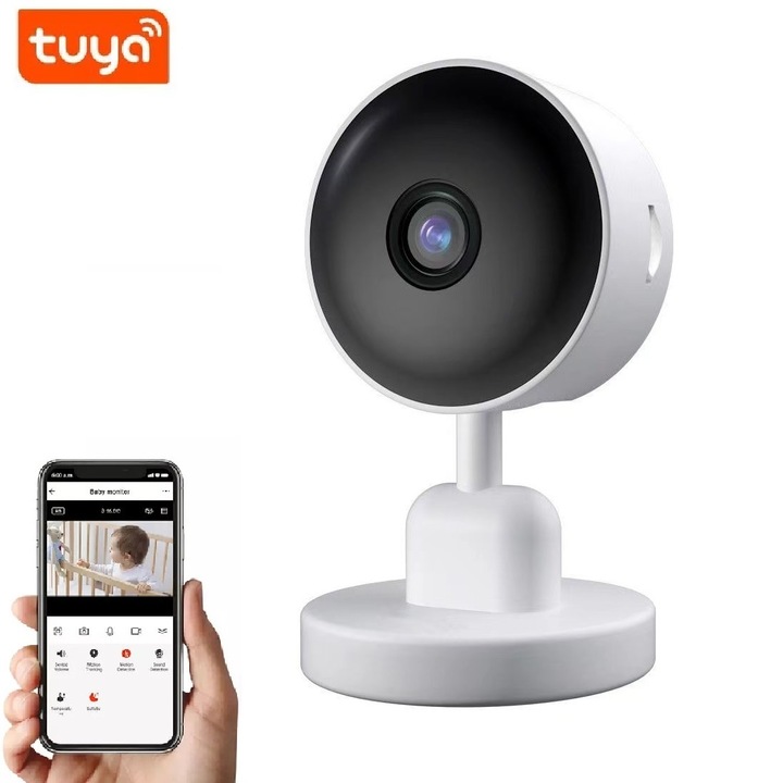 Camera de supraveghere WIFI, 3MPX, Night vision, Rezolutie 2304x1296, Senzor miscare, Tuya Smart, Alb