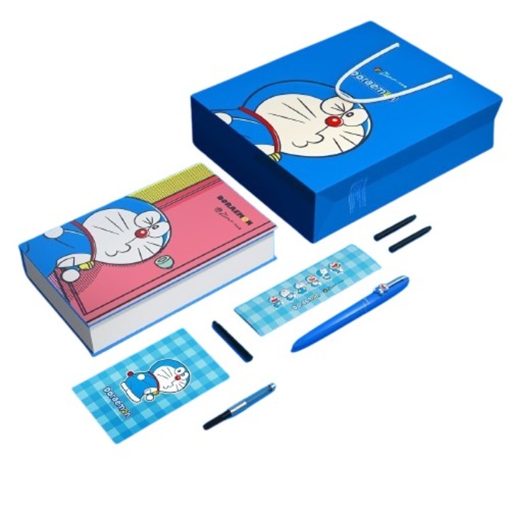 Set Picasso -Doraemon albastru - Stilou, convertor si 3 cartuse cerneala