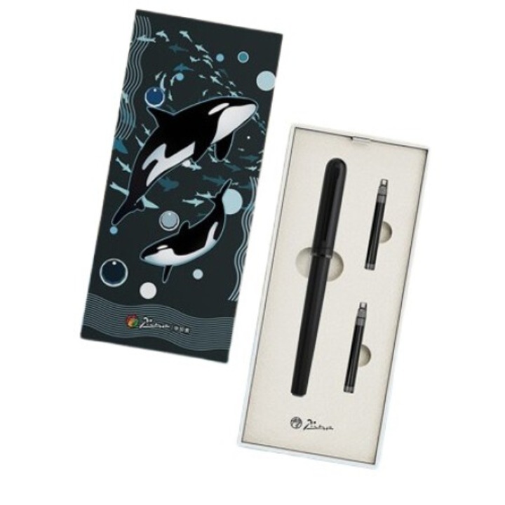 Set Picasso 625 - Stilou Marine Balena neagra CT si 2 rezerve cerneala