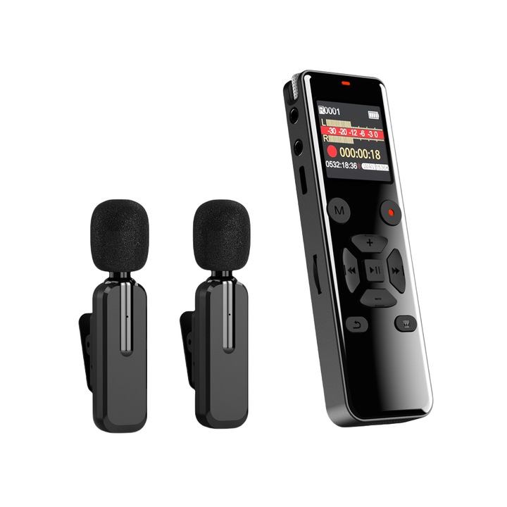 Шпионско записващо устройство, безжично, 32 GB, USB 2.0, цветен екран, вграден микрофон, HD шумопотискане, компактно и преносимо, черно