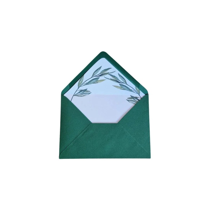 Set plicuri invitatii, verde 1, 12.5 x 17.5 cm, cu interior decorativ, 10 buc