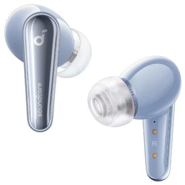 Anker "Soundcore Liberty 4 NC" TWS fejhallgató, fülhallgató típusú, multimédiás használat, Bluetooth 5.3, 6 x mikrofon, akkumulátor élettartama akár 50 óra, IPX5, ANC 2.0, világoskék