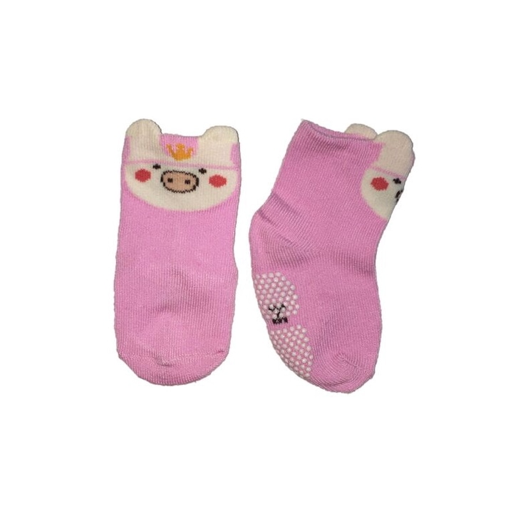 Нехлъзгащи чорапи с ушички, Little Pig, розови, 6-12 месеца