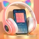 Casti wireless pliabile, Urechi de pisica, casti pentru copii, Lumini LED RGB, Microfon, Bluetooth 5.0, Slot SD, Reducere Zgomot, Baterie 400mAh, culoare roz