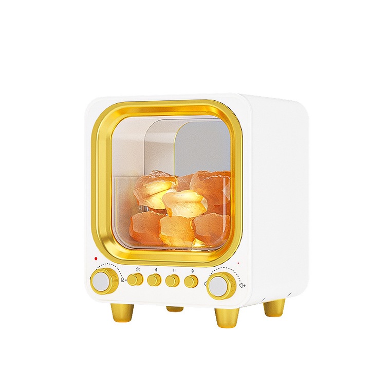 Овлажнител, Bluetooth аудио, капацитет 160 ml, порт Type C, ароматерапия, нощна светлина, намаляване на басите, 127x157x115 mm, бял