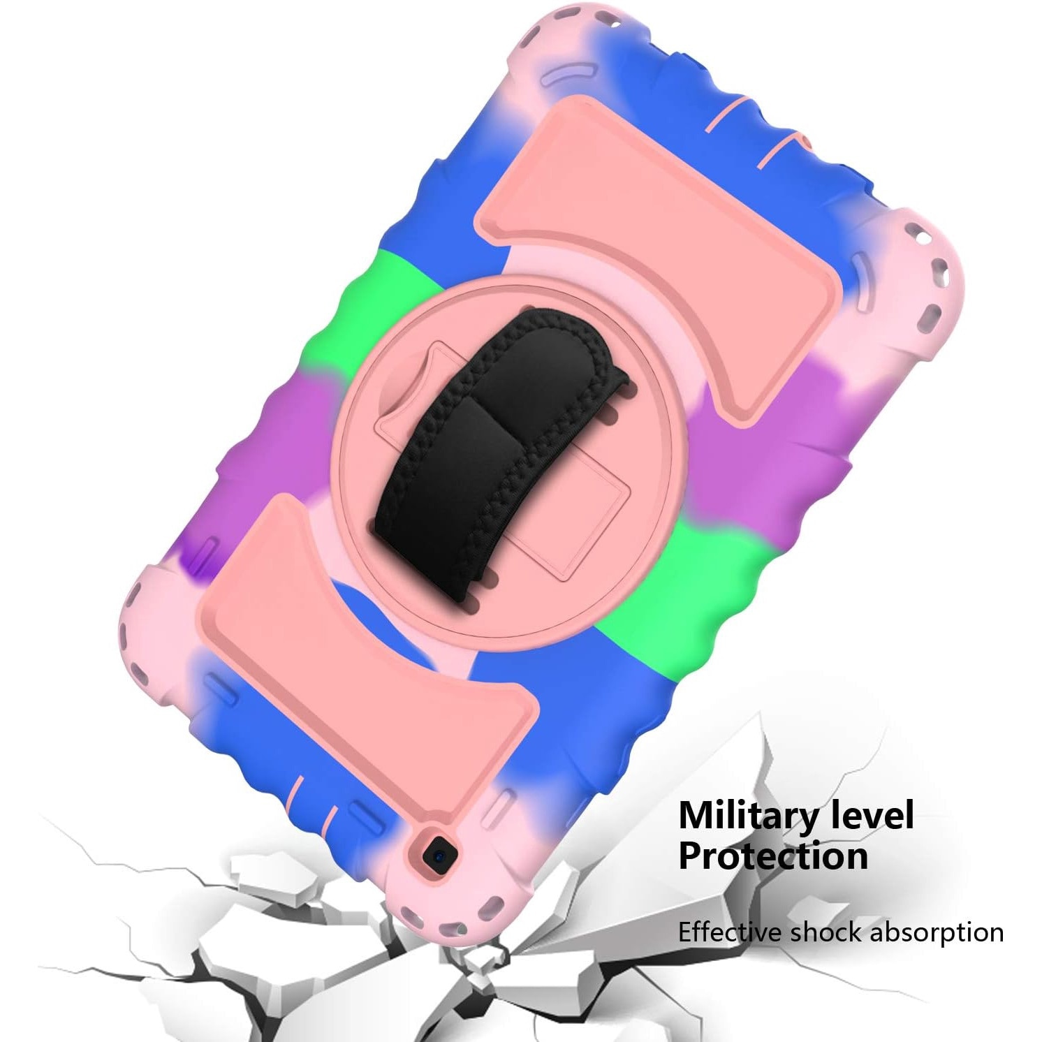 Husa Sigloo pentru Samsung Galaxy Tab A7 2022/2020 (SM-T500), 10.4 Inch cu protectie si rezistenta la socuri cu suport rotativ curea de mana si curea de umar multicolor