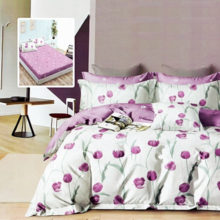 Lenjerie de pat Finet, cearceaf cu elastic 160x200cm, 6 piese, pentru pat dublu, multicolor, Ralex Pucioasa, LDP-FINH160-201