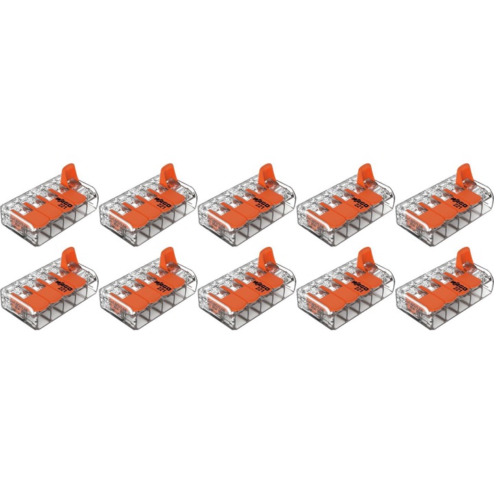 Conector de imbinare cu parghii pentru toate tipurile de conductor WAGO 221 615 Max. 6 mm² 10 BUC