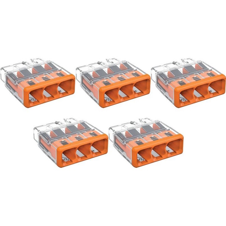 Conector de imbinare pentru conductori unifilari WAGO 2273 203 Max. 2,5 mm² 5 BUC