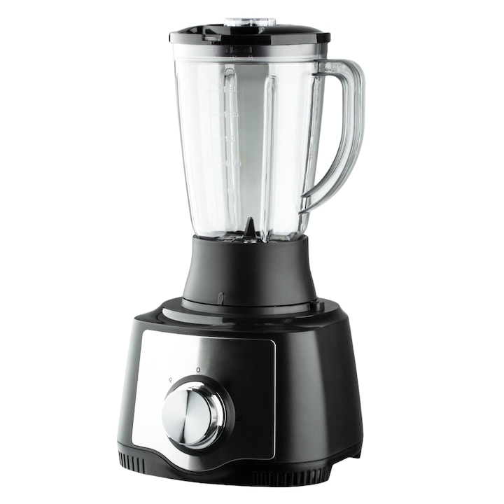 Blender manual multifunctional 1500W, Kraft&Dele, 7 in 1, cu functie turbo, recipient smoothie, accesorii pentru mixare, alb
