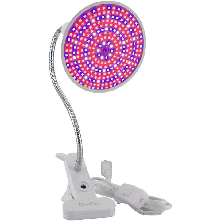 Lampa pentru cresterea plantelor de interior, nu emana caldura, 290 leduri, doua culori, prindere cu clips, 46 x 11.5 x 9.2 cm