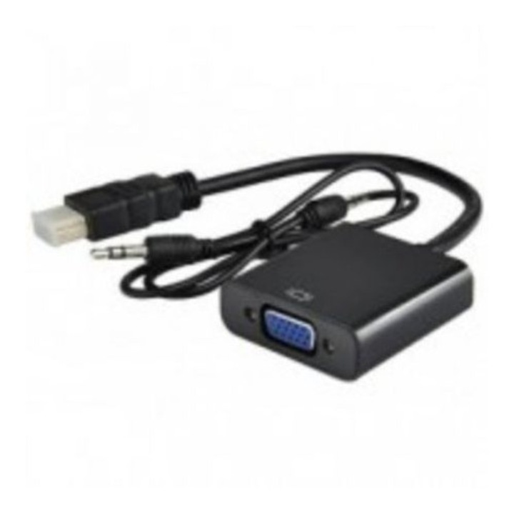 Convertor HDMI la VGA, negru, plus audio , REGENT, calitate Full HD, 15cm