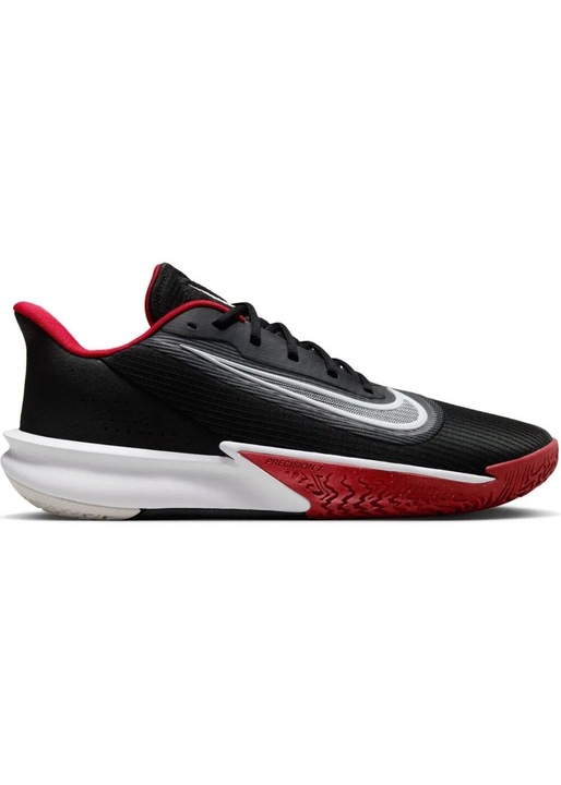 Nike, Pantofi din material textil pentru baschet Precision 7, Rosu/Negru/Gri