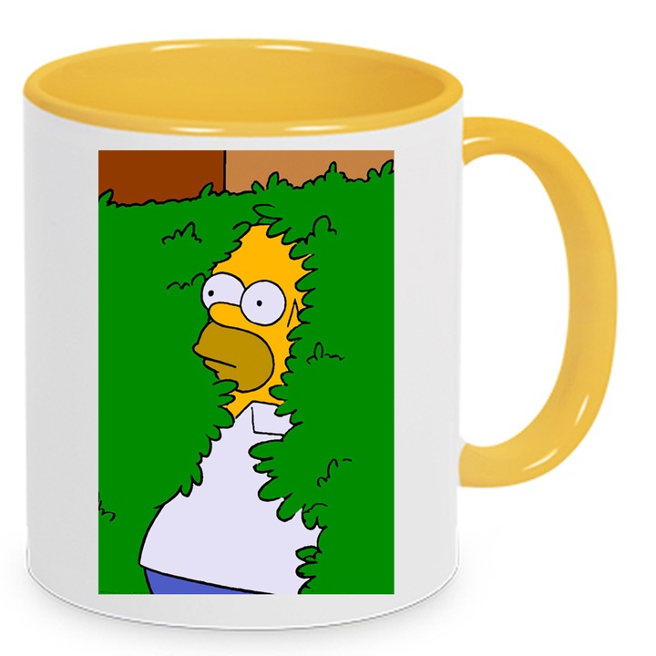 Cana ceramica The Simpsons No.15, alb si galben, 330ml