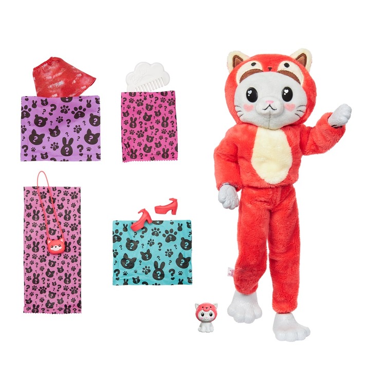 Кукла Mattel Barbie Lala Cutie Reveal Kotek-Panda, многоцветна, 30x7x3cm