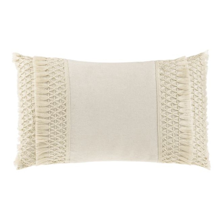 Perna Decorativa de Vara, Ecru, cu Model Macrame, 50x30 cm