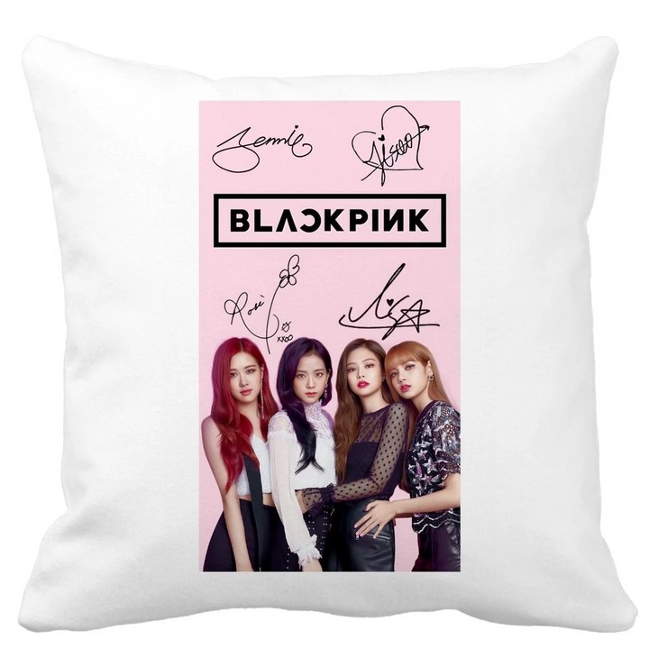 Декоративна възглавница BlackPink, Модел 16, 40x40 см, Бяла, Матирана, Сваляща се калъфка, Маншон