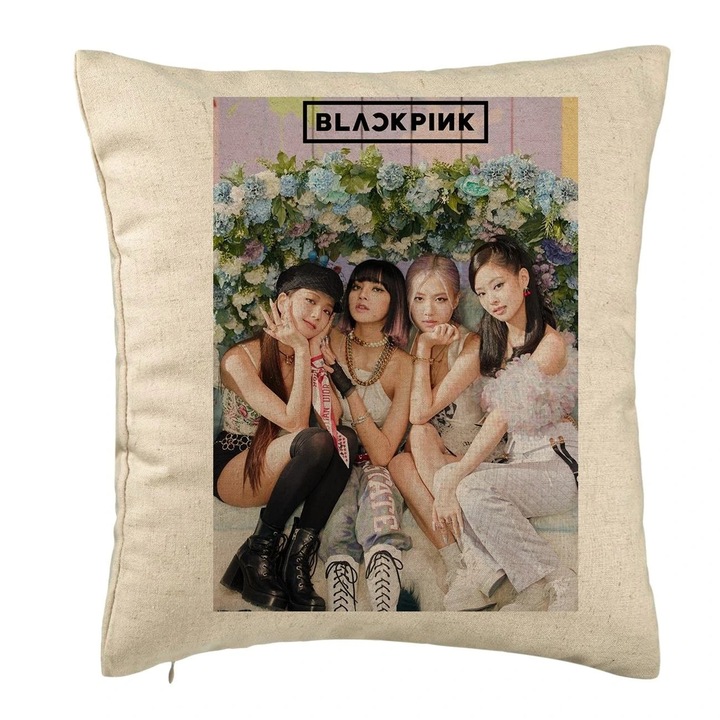 Декоративна възглавница BlackPink, модел 11, 40x40 см, бежова, сваляща се калъфка, духало