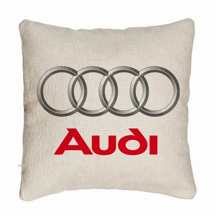 Декоративна възглавница за диван, Audi, 40×40 см, подвижна калъфка, маншон