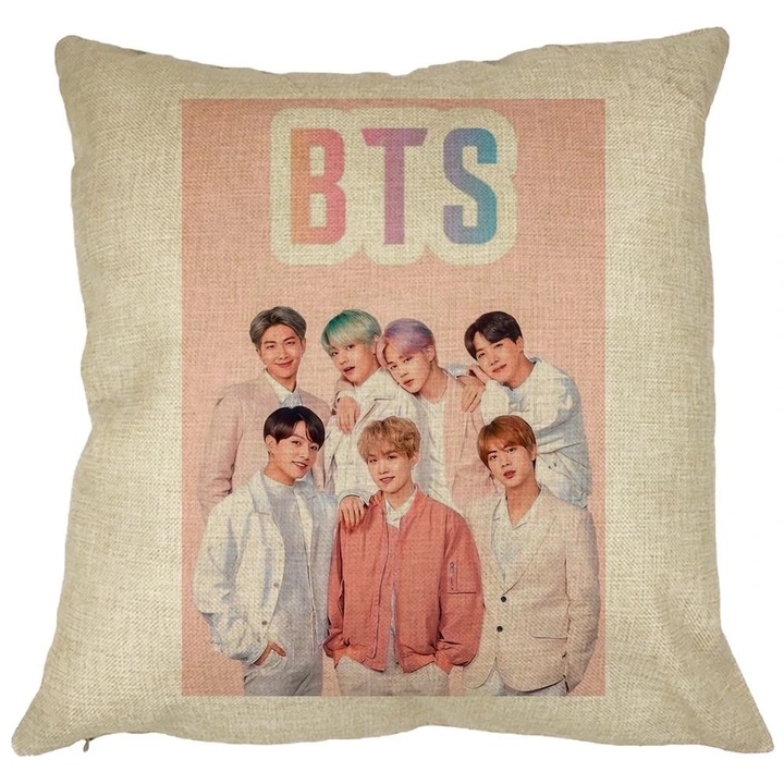 BTS Army 6 dekoratív párna, 40×40 cm, levehető huzat, fújtató