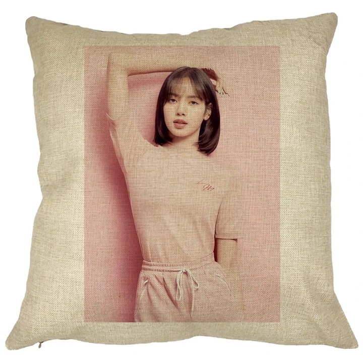 Декоративна възглавница BlackPink Lisa 4, 40×40 см, подвижна калъфка, духало