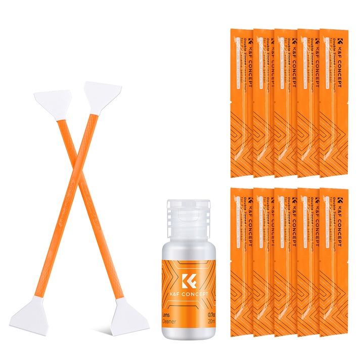 Комплект за почистване на сензори с пълна рамка, концепция K&F, 10 двойни шпатули, 20 мл почистващ разтвор