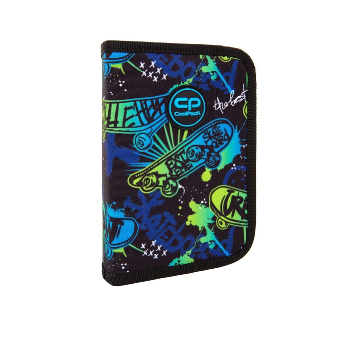 Ученически несесер Coolpack, Clipper, Skate night, Двойно разгъване, 20, 5 x 13, 5 x 4 cm