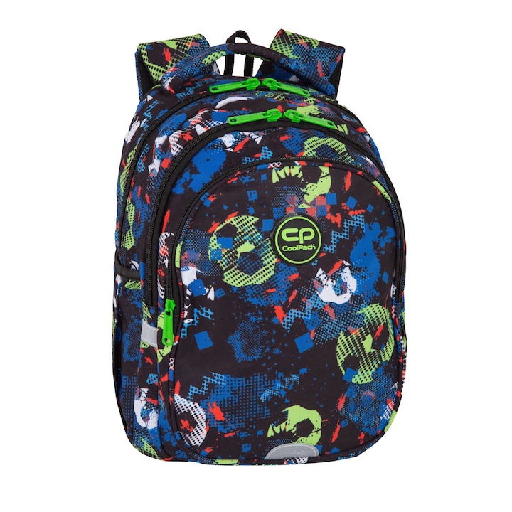 Ученическа раница, Coolpack, Jerry, Модел: футбол синя, 3 отделения, Джоб за лаптоп, Ергономичен гръб, За момчета, Полиестер