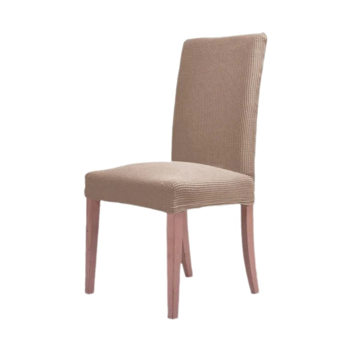 Husa cu spatar, pentru sacun, model carouri, bej, 48x56cm