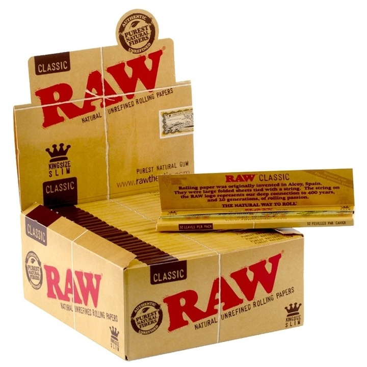 Hartii de rulat RAW, King Size, Slim BOX, 50buc