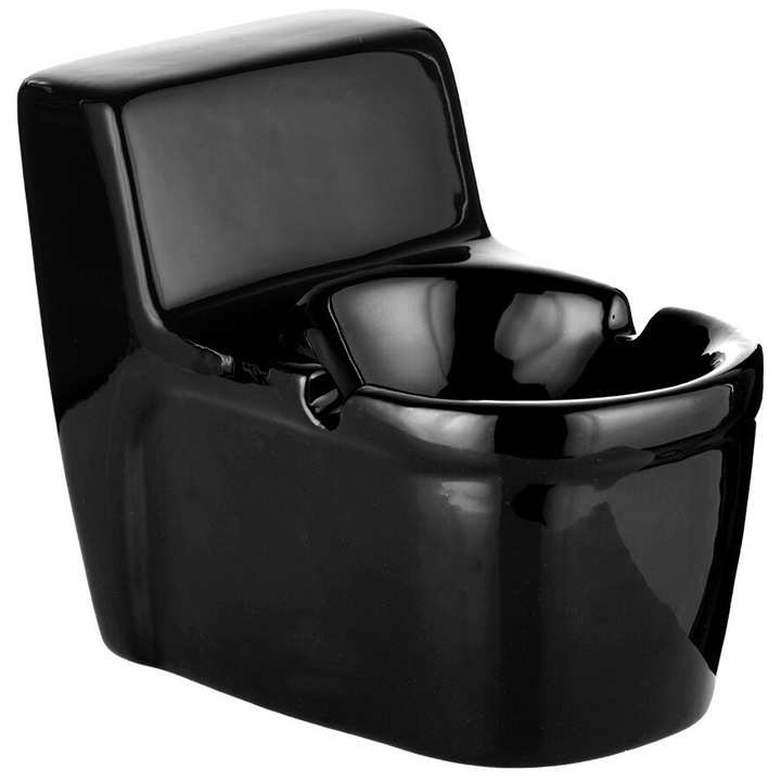 Scrumiera ceramica toaleta, 11x14x8,5cm, neagra