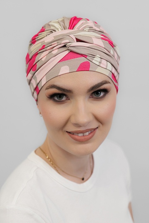Turban Nicoletta B/296 gri multicolor oncologica dupa chimioterapie viscoza