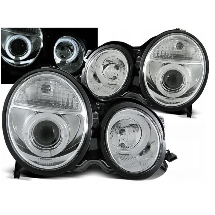 Комплект проектор SONAR за MERCEDES E CLASS W210, с LED рингове, H7/H1, 1999-2002 г.