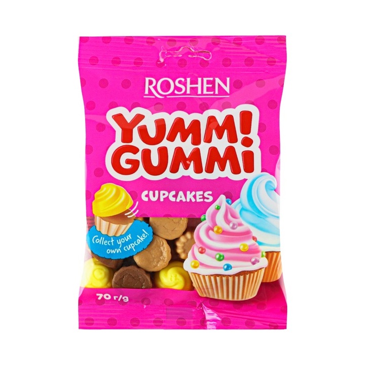 Set 3 pungi de jeleuri Cupcakes, 3x70g, Roshen