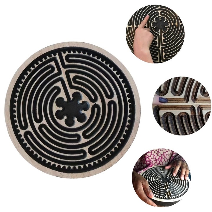 Labirint de meditatie si rugaciune, 6.25", din bambus natural