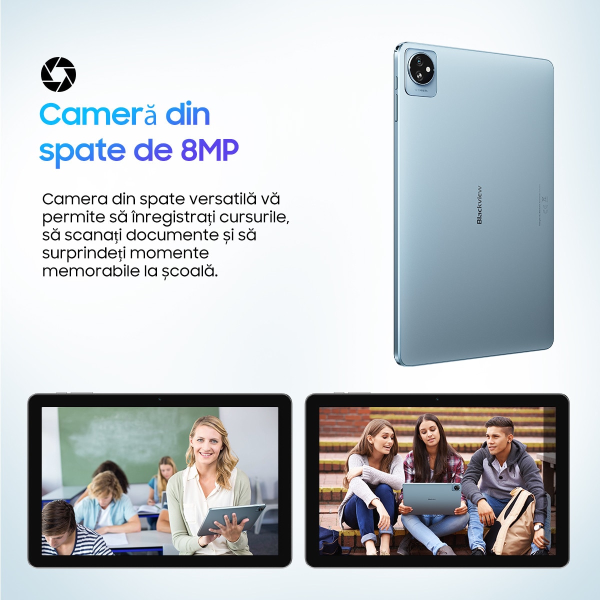 Tableta Blackview Tab 30 WiFi, 10.1 inch, Android 13 Go, Bluetooth 5.2, WIFI6(2.4G+5G), 6GB Ram(2GB + 4GB extensibili), 800×1280, Card TF unic, 64GB ROM, 5100mAH, Albastru