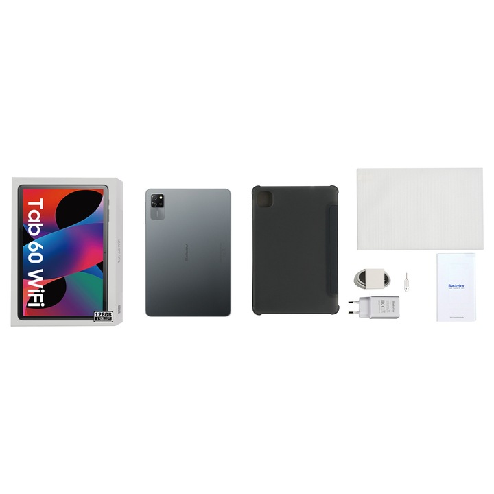 Blackview Tab 60 WiFi tablet, 10.1 hüvelyk, Android 14, 60Hz, 800x1280, WIFI6 (2.4G+5G), 12GB RAM (4GB + 8GB bővíthető), 128GB ROM, Bluetooth 5.3, 5100mAh, szürke