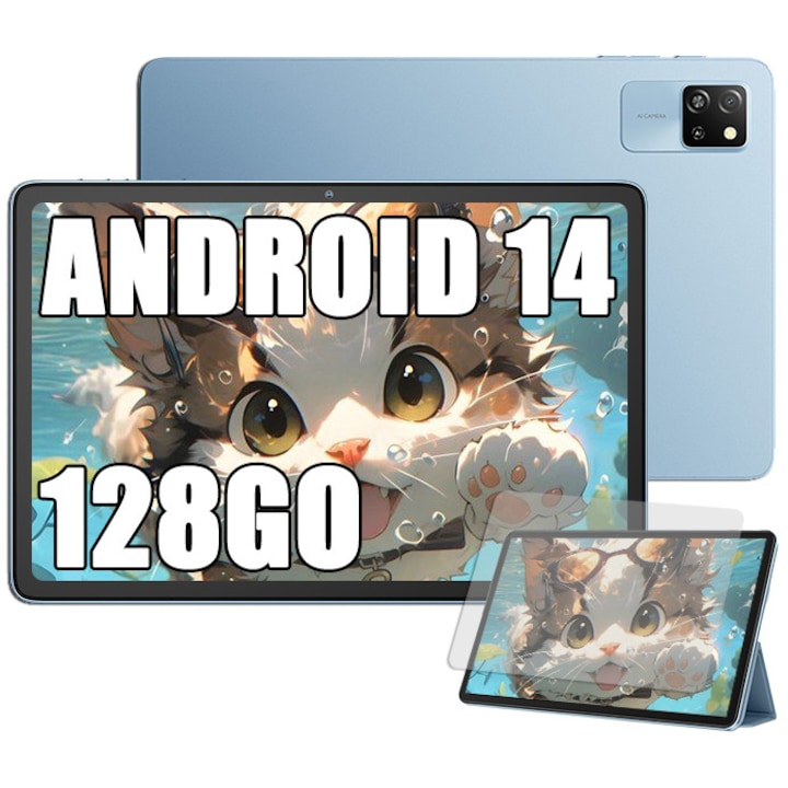 Таблет Blackview Tab 60 WiFi, 10.1 инча, Android 15, 120Hz, 2.4G+5G, WiFi 6, 12GB Ram (4GB + 8GB разширяема), 128GB ROM, разширяема 1TB, 5100mAh, син