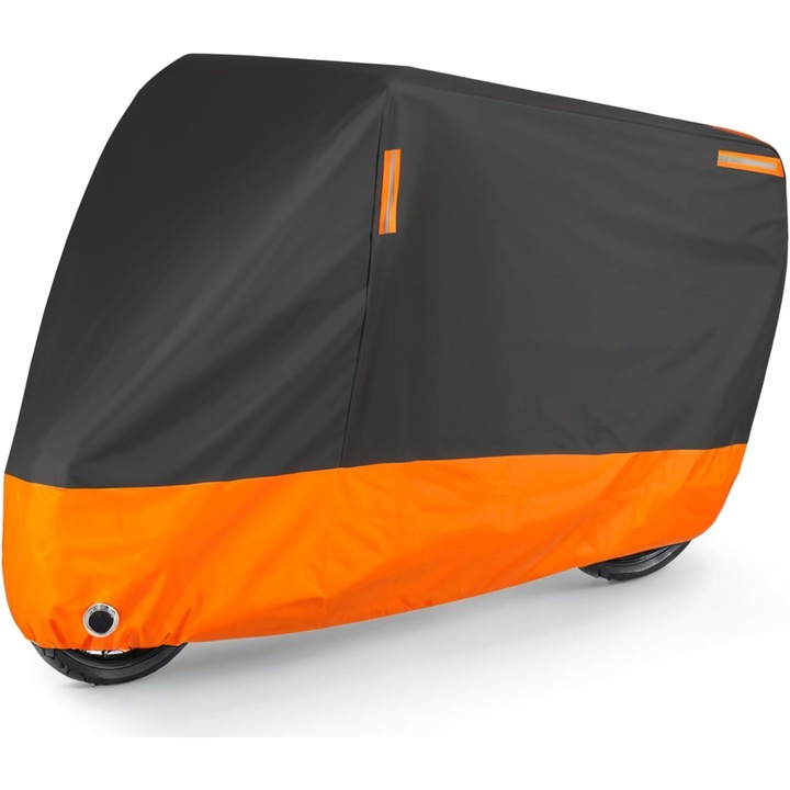 Husa motocicleta 3XL, impermeabila, protectie exterioara, 4 benzi reflectorizante, dimensiuni 105"x41"x49"