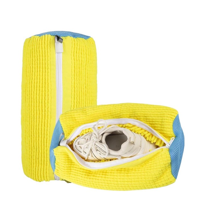 Комплект от 2 чанти за пране на обувки, дълбоко почистване, жълти, универсален размер