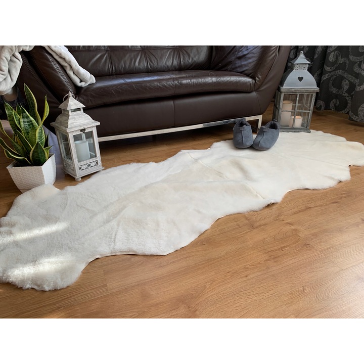 Covor, Sheepmania, piele naturala, 180-190cm x 70cm, alb