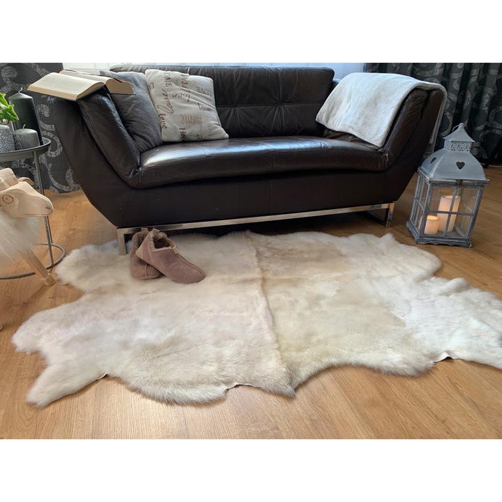 Covor, Sheepmania, piele de oaie, bej, 150x95cm