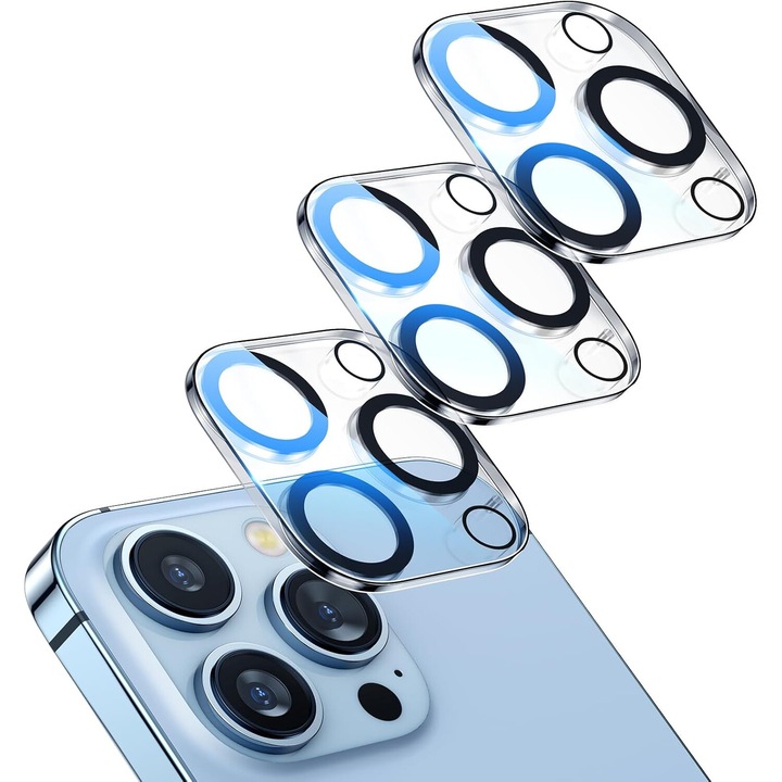 3 darabos kameravédő fólia iPhone 15 Pro/15 Pro Max készülékhez, 9H edzett üveg, átlátszó, ultravékony
