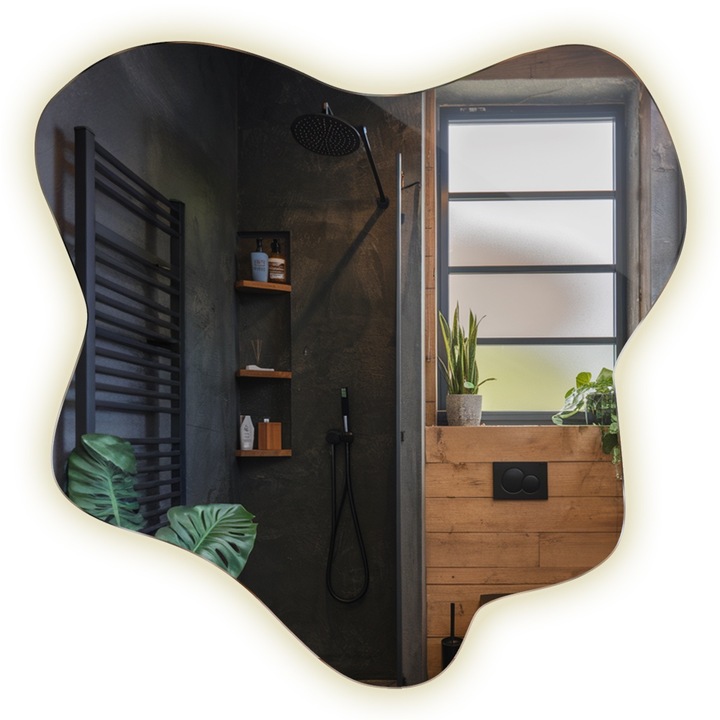 Oglinda asimetrica cu LED, Coloray, Perete, Neutru (4000K), 58 x 57, 5 cm, 010390550230200000000