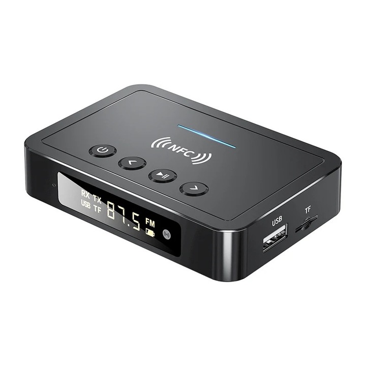 Adaptor Bluetooth M6, receptie si transmitere, functie NFC, negru, 92x65x20mm, set complet