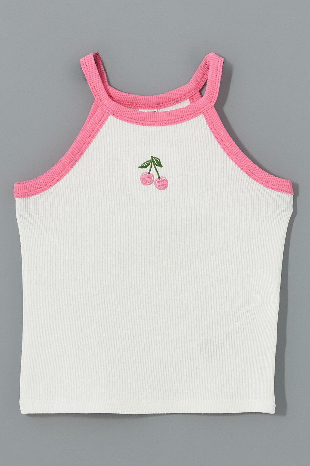 LC WAIKIKI, Top striat cu detaliu brodat, Roz pastel, Alb murdar